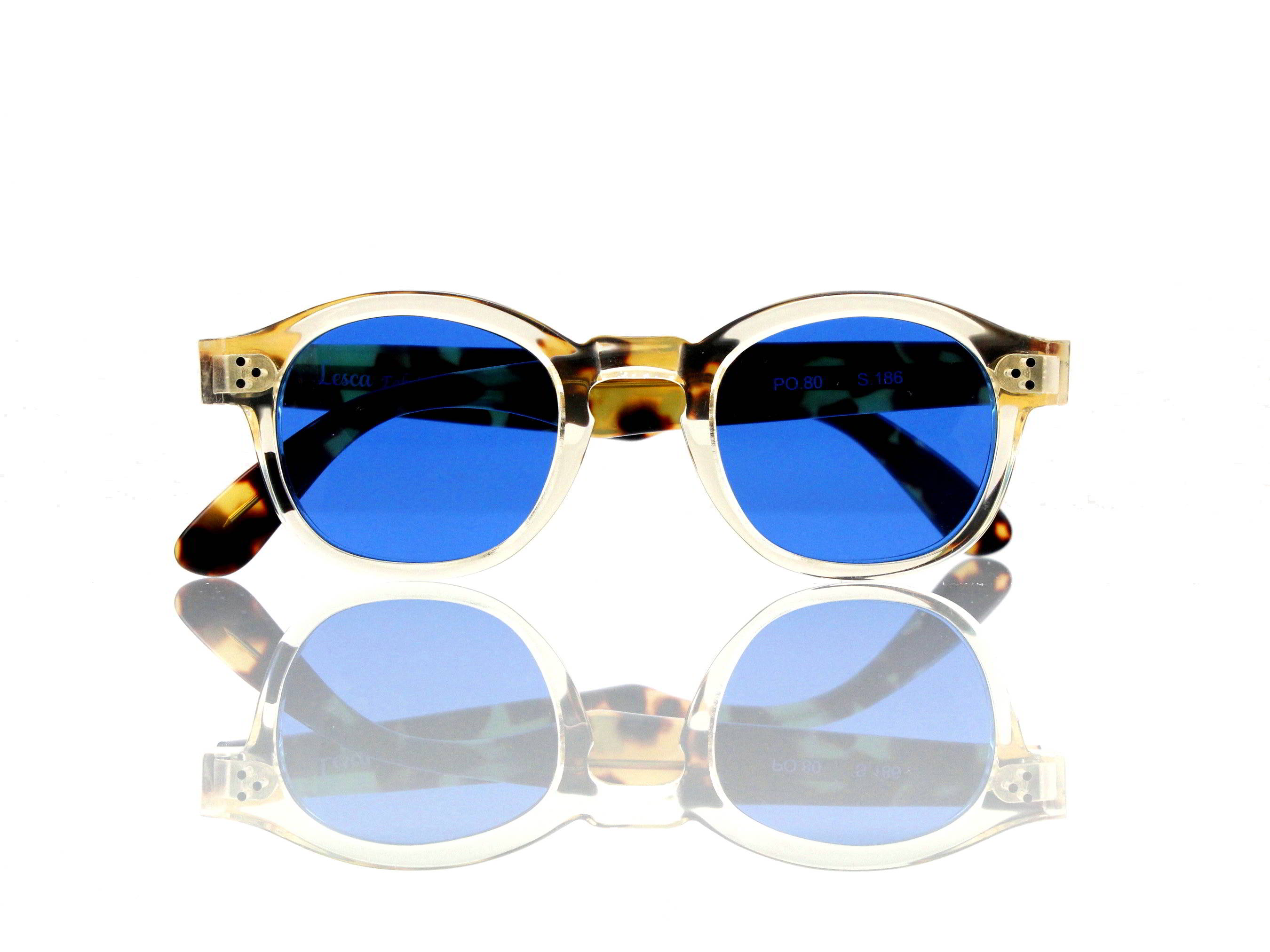 Lesca Lunetier Mod. P.080 Sonne Col. S186 Größe 44-22 - 145mm Kunststoff blau 70%