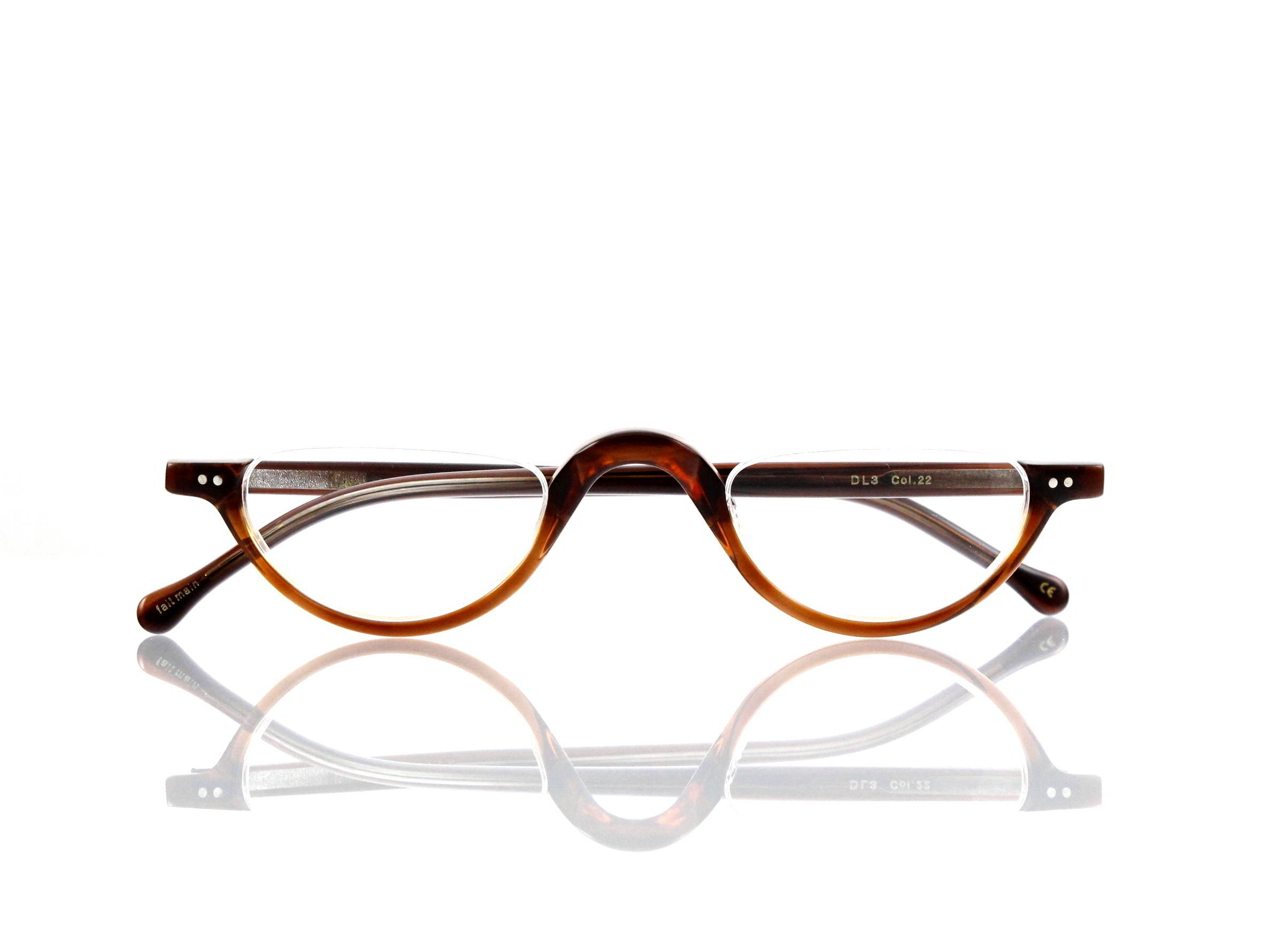 Lesca Lunetier • DL 3 • Col. 22 • Acetat-Halb-Brillen-Fassung