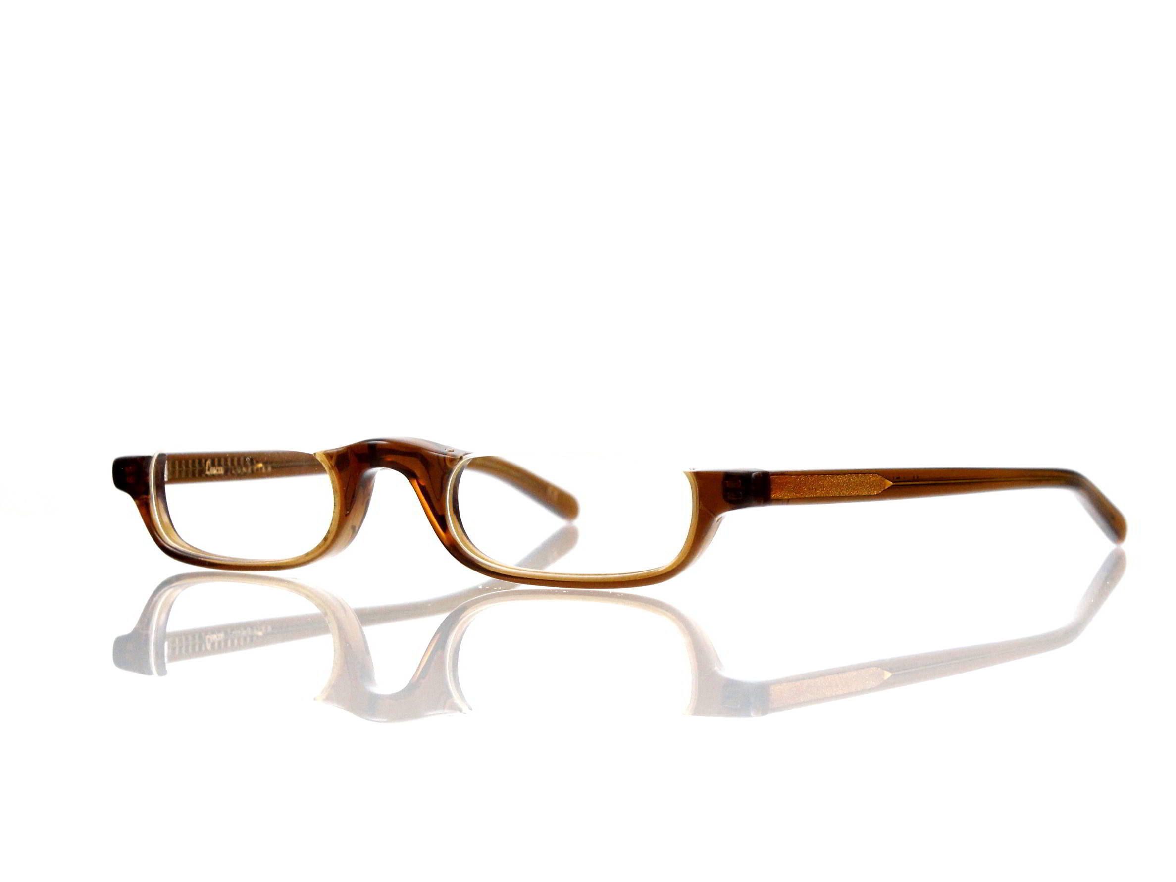 Lesca Lunetier • DL 14 • Col. cognac • Acetat-Halb-Brillen-Fassung