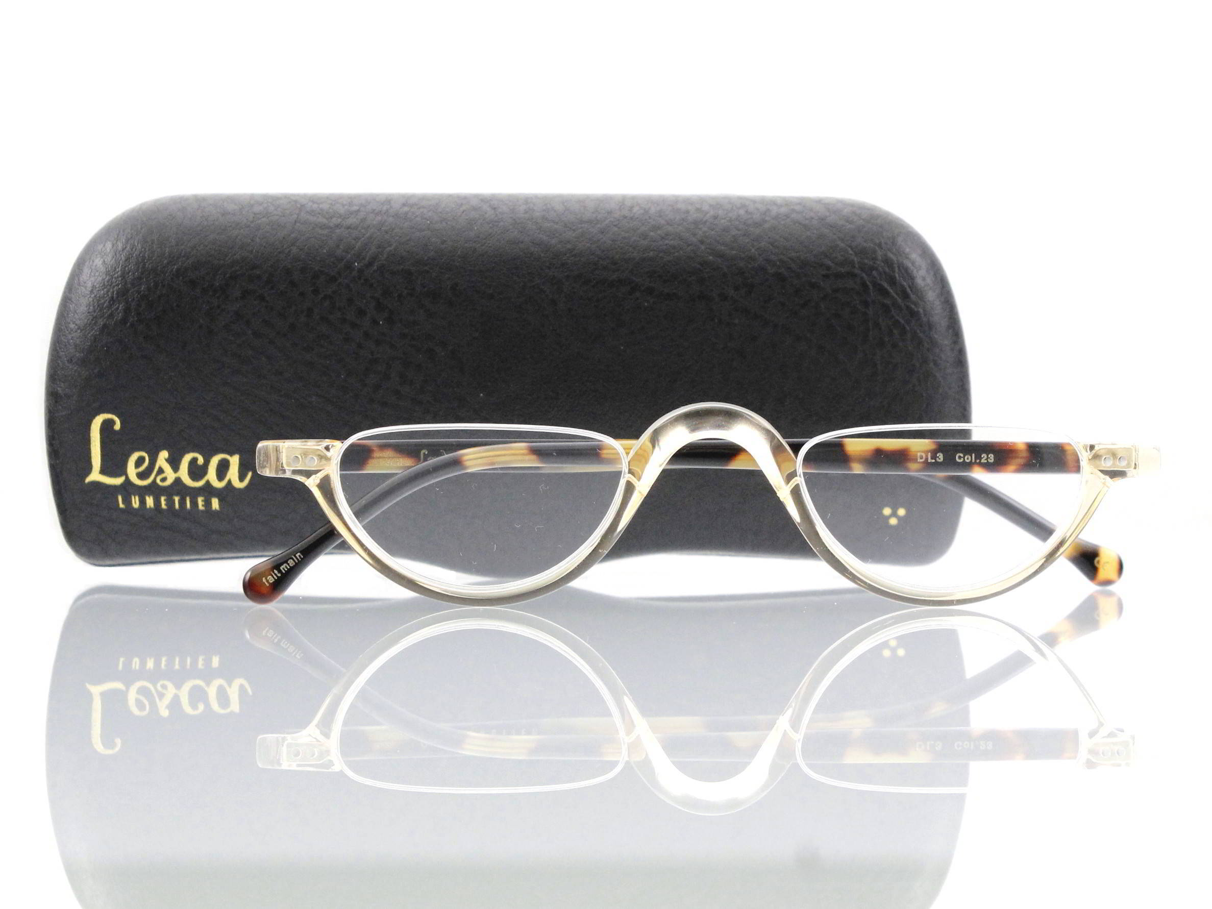 Lesca Lunetier • DL 3 • Col. 23 • Acetat-Halb-Brillen-Fassung