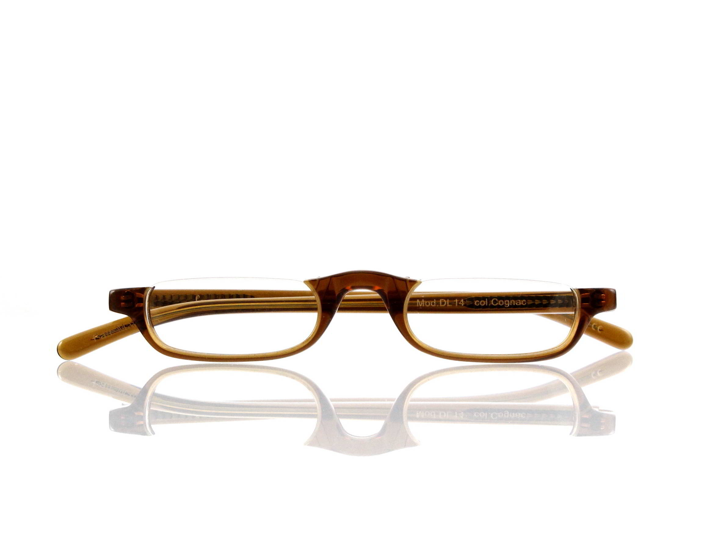Lesca Lunetier • DL 14 • Col. cognac • Acetat-Halb-Brillen-Fassung