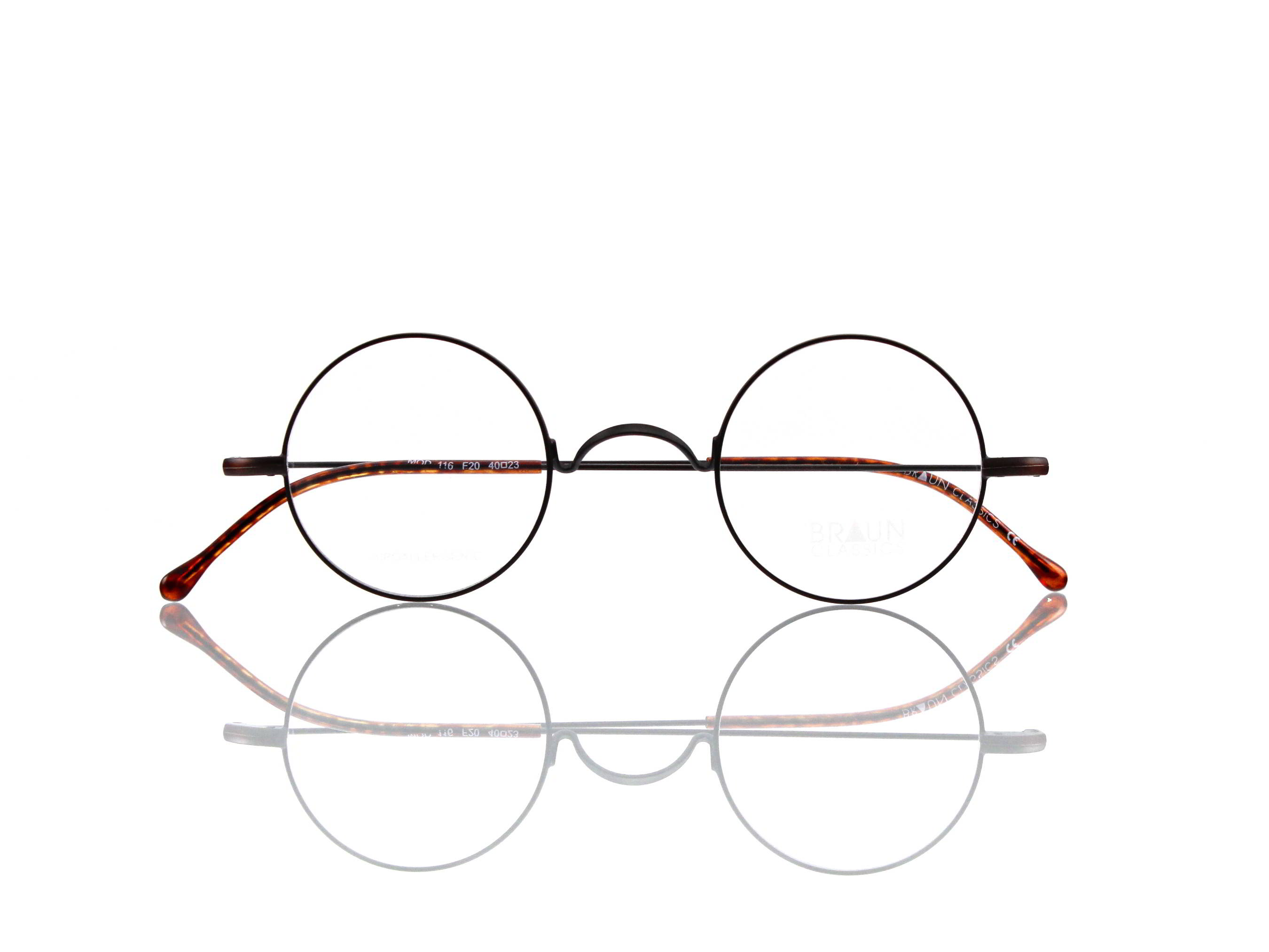 Braun Classics Eyewear • Edelstahl • Modell 116 • F 20 • Größe 40-23-155 mm