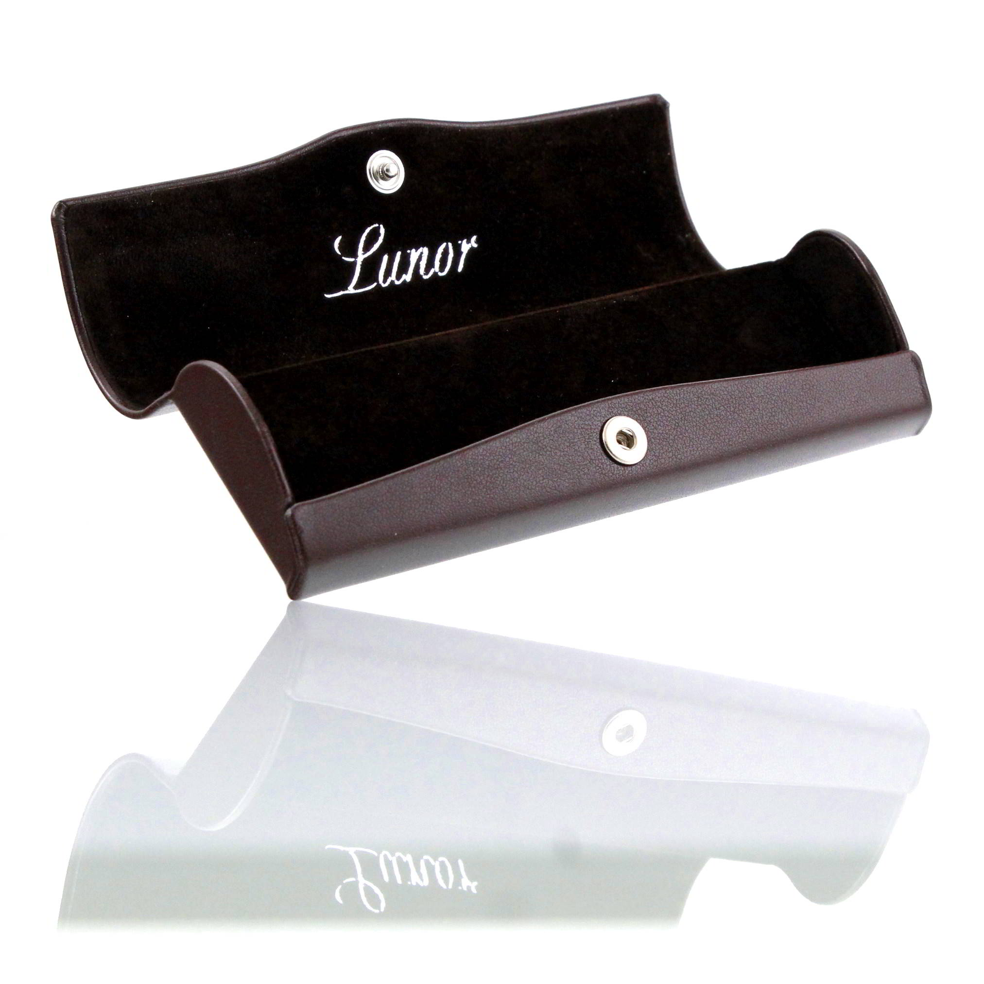 Lunor • Klapp- Brillen- Etui • Leder • dunkelbraun • Größe ca.140mm x 50mm x 20mm