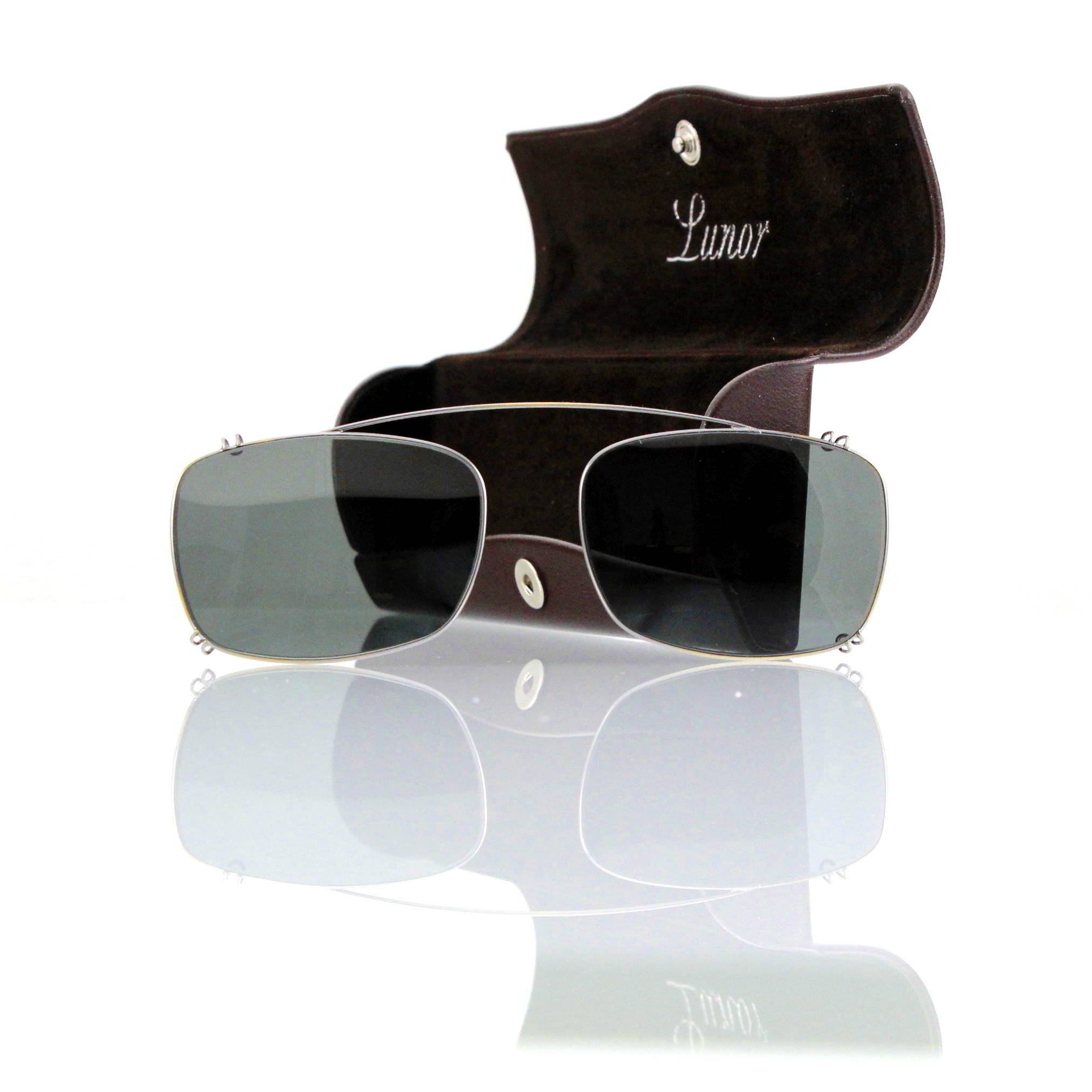 Lunor • Klapp- Brillen- Etui • Leder • dunkelbraun • Größe ca.140mm x 50mm x 20mm