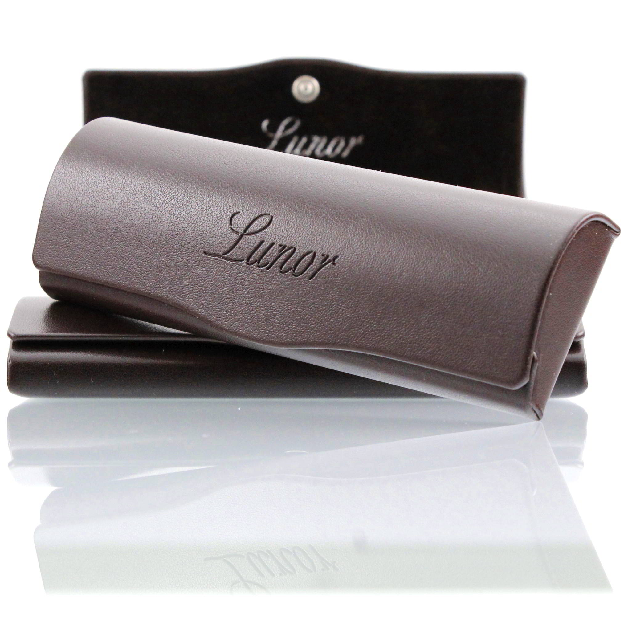 Lunor • Klapp- Brillen- Etui • Leder • dunkelbraun • Größe ca.140mm x 50mm  x 20mm